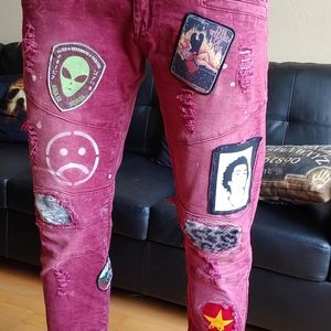 Custom horror punk copper rivet 36X32 pants